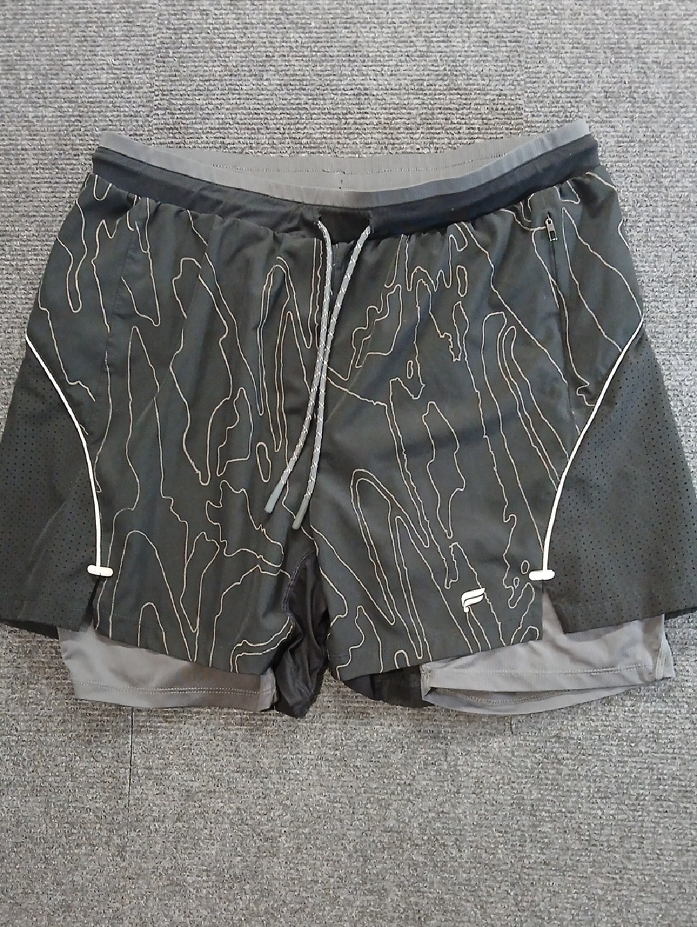 Fabletics Black/Grey High Performance Activewear 'Kadence' Lined Mens Shorts